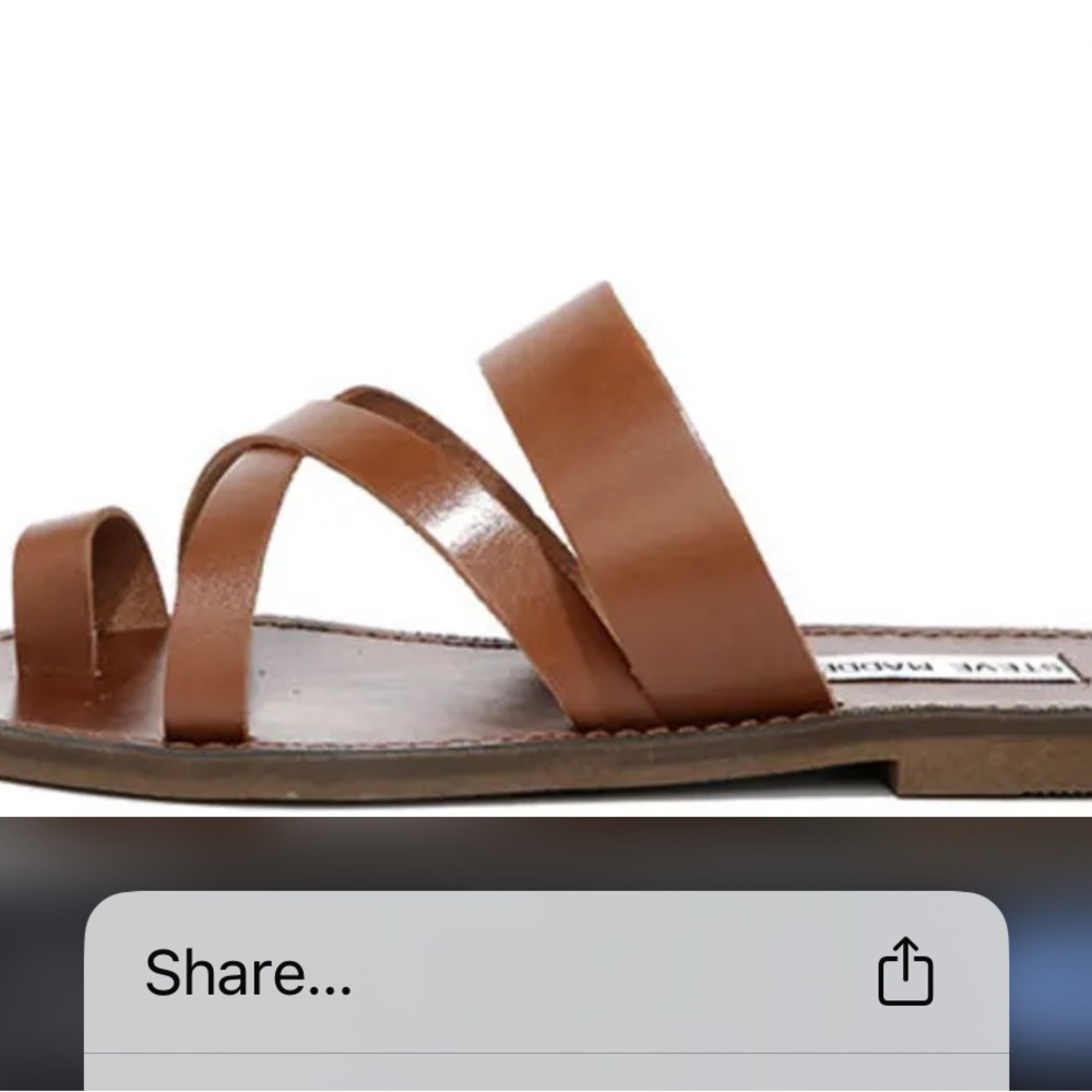 Steve Madden Brown Leather Slide Sandals - Picture 3 of 5